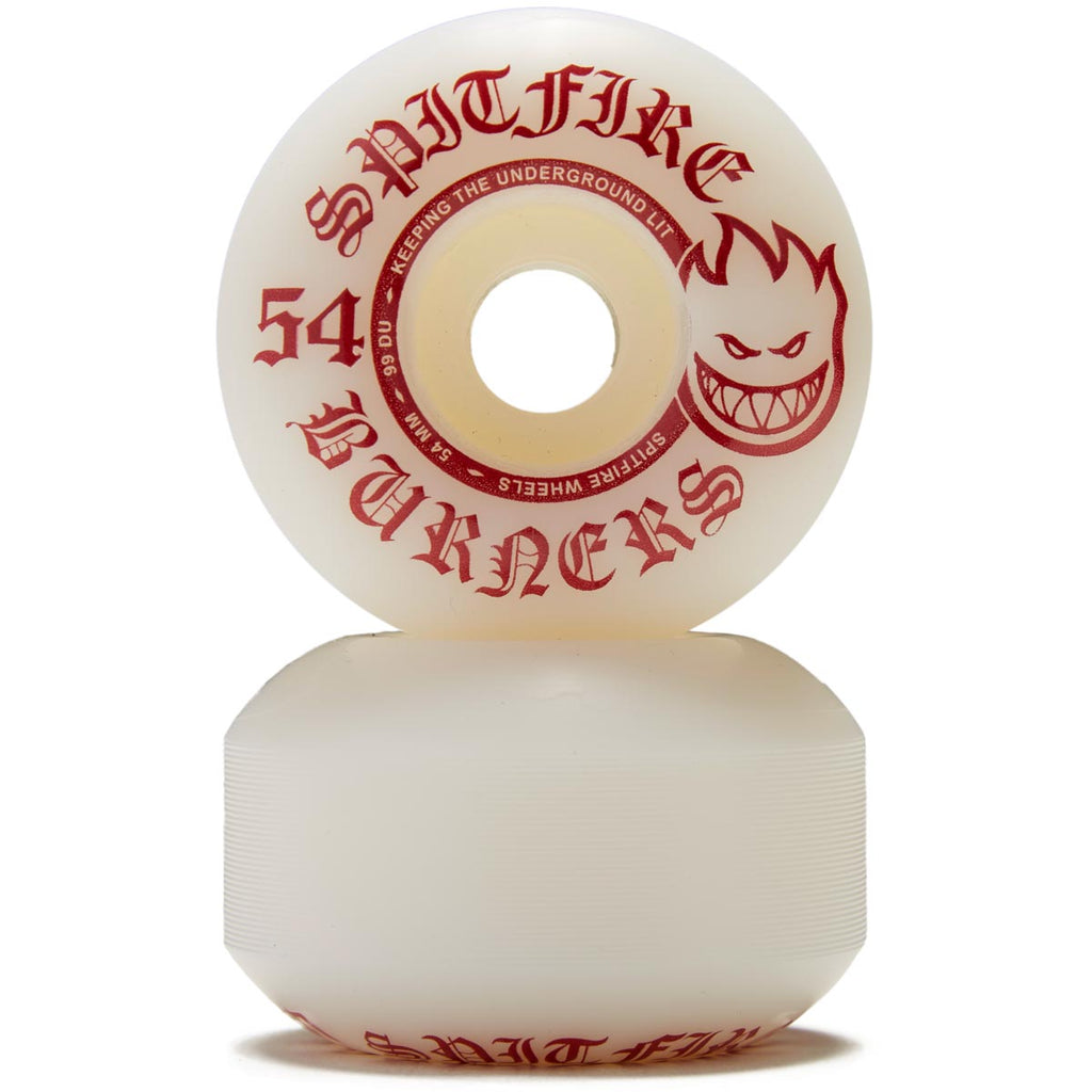 Spitfire 99du Burner Skateboard Wheels - White/Red - 54mm