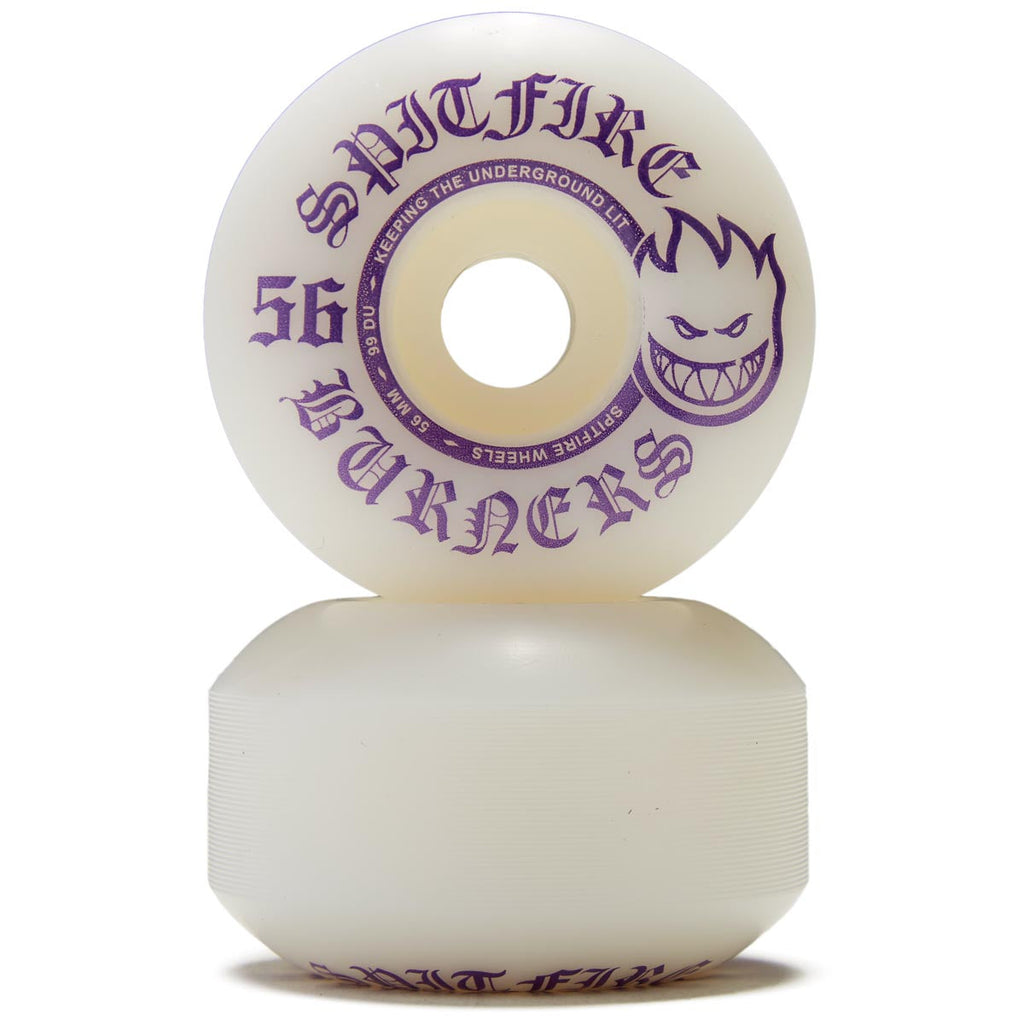 Spitfire 99du Burner Skateboard Wheels - White/Purple - 56mm