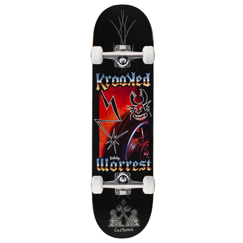 Krooked Worrest Chrome Zone Twin Tail Skateboard Complete - Black - 8.30"