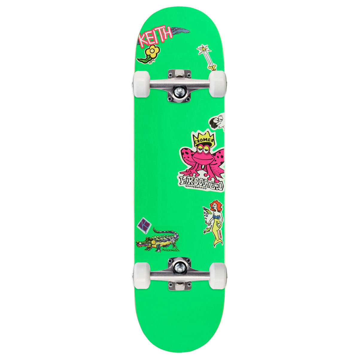 Krooked Cromer Neon Sticker Skateboard Complete - Green - 8.25"