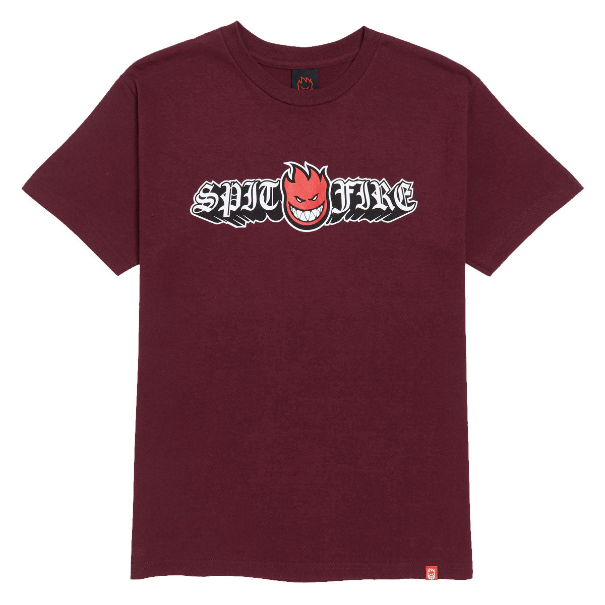 Spitfire Old E Drop Bighead T-Shirt - Burgundy/Red/Black/White