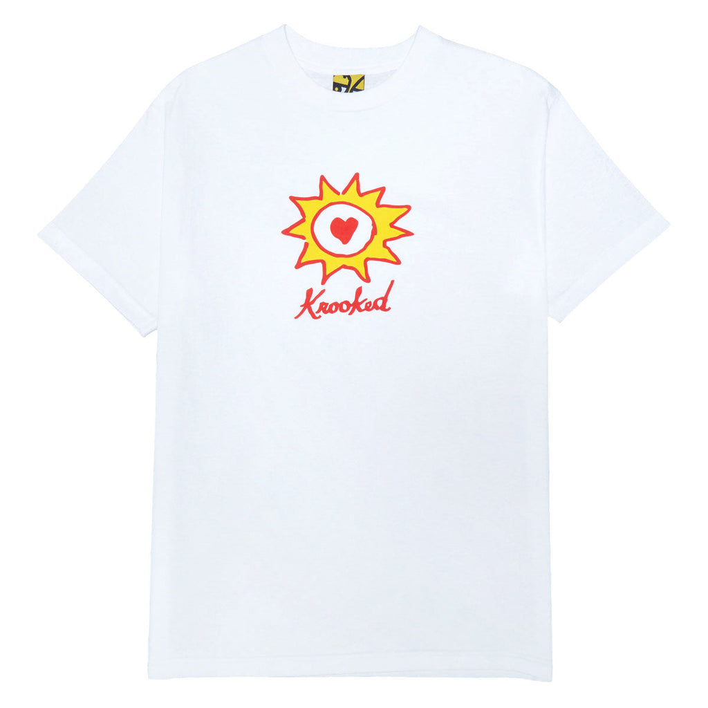 Krooked Sun Heart T-Shirt - White/Red/Yellow