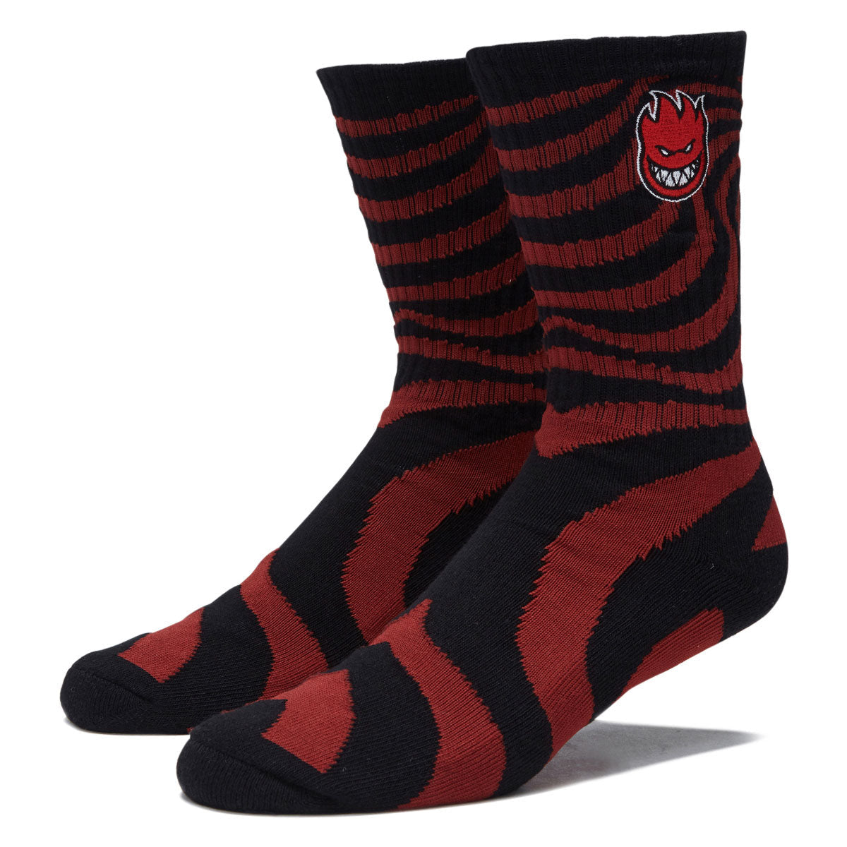 Spitfire Bighead Fill Emb Swirl Socks - Dark Red/Black
