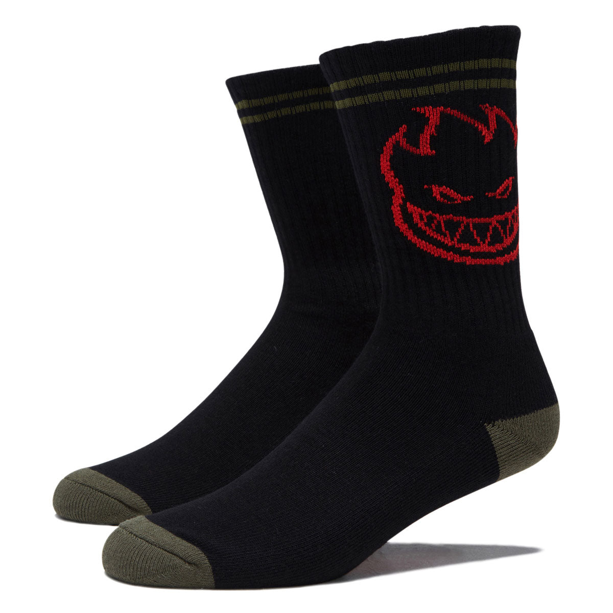 Spitfire Bighead Socks - Black/Olive/Red