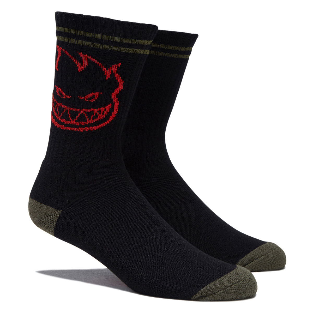Spitfire Bighead Socks - Black/Olive/Red