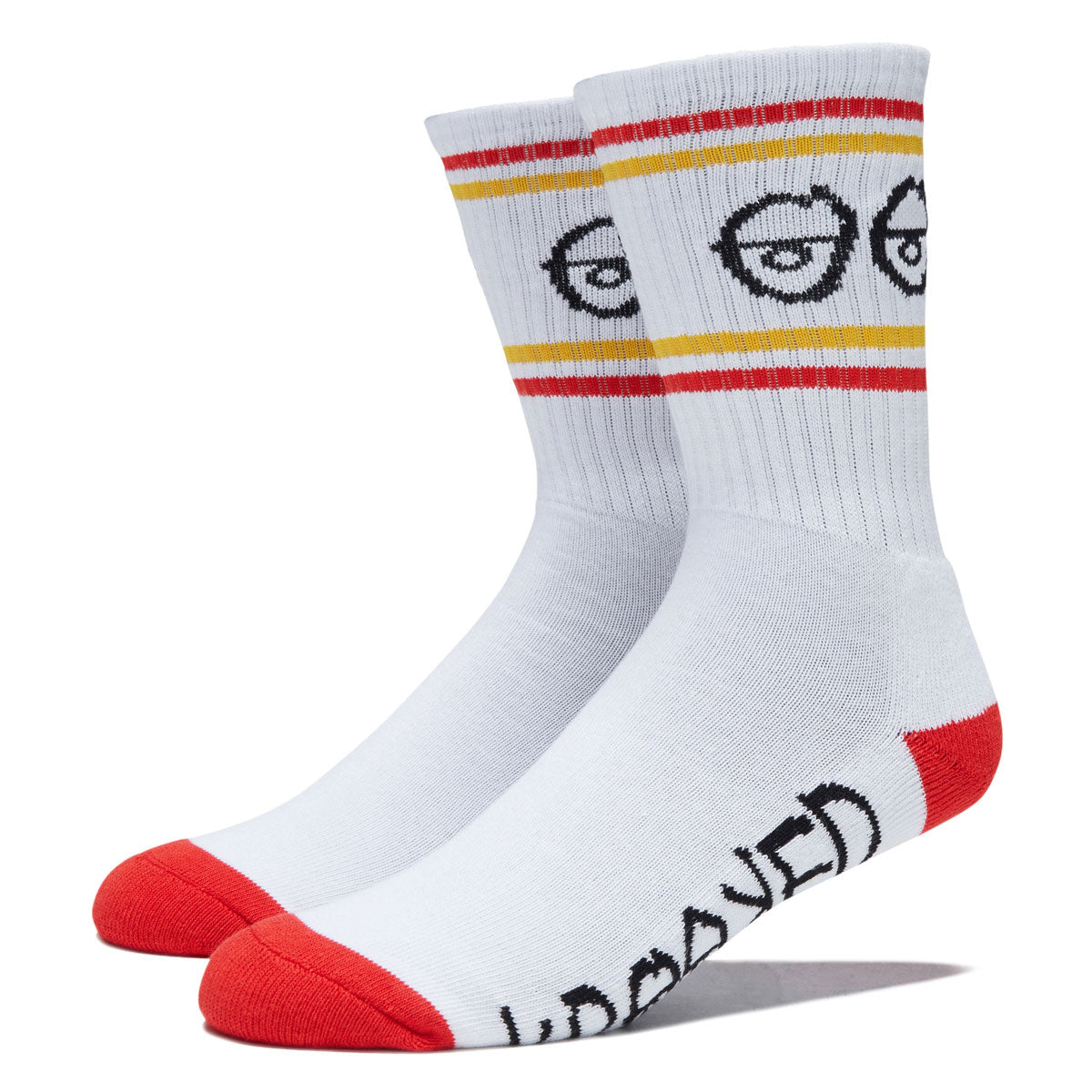 Krooked Eyes Socks - White/Red/Navy/Yellow