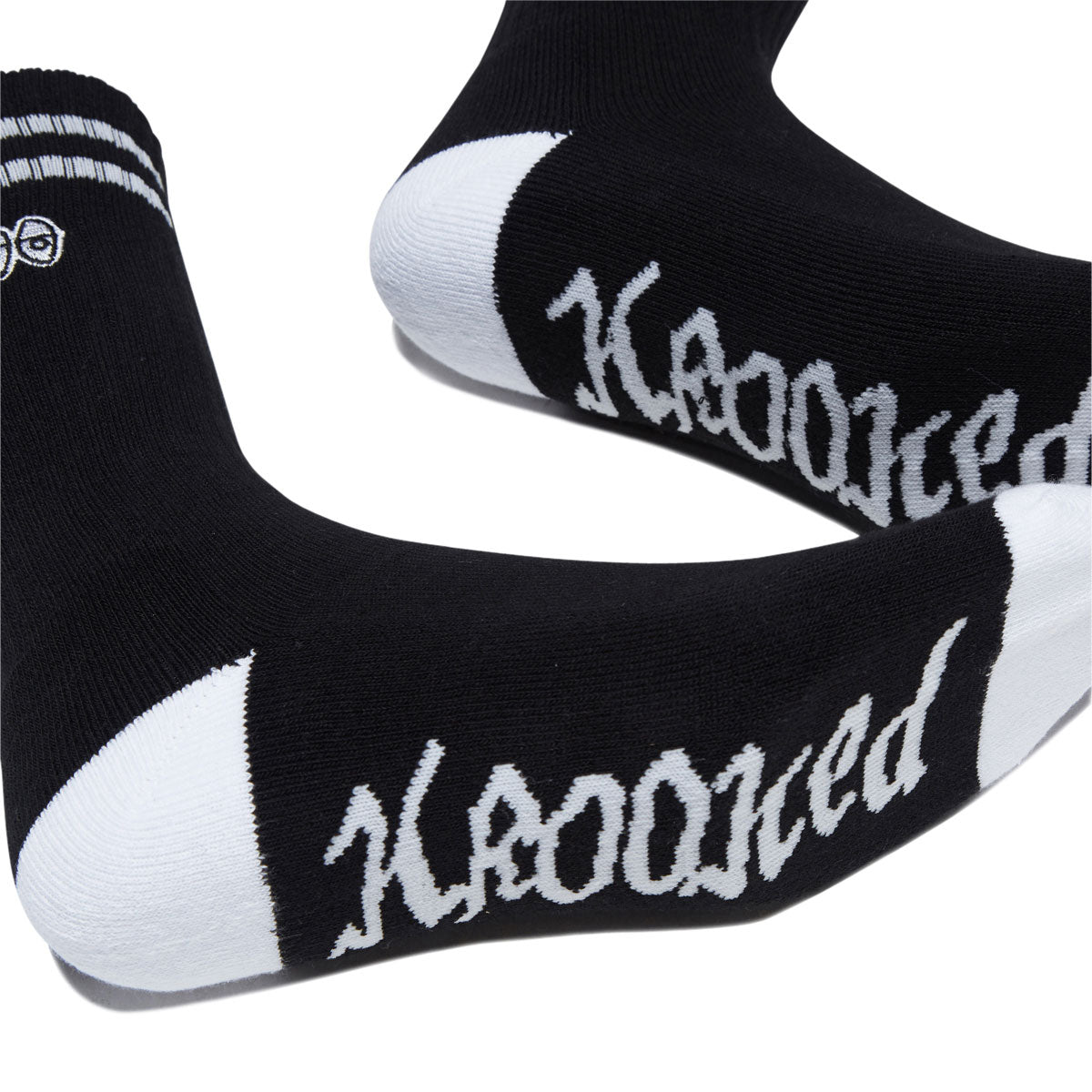 Krooked Eyes Emb Socks - Black/White