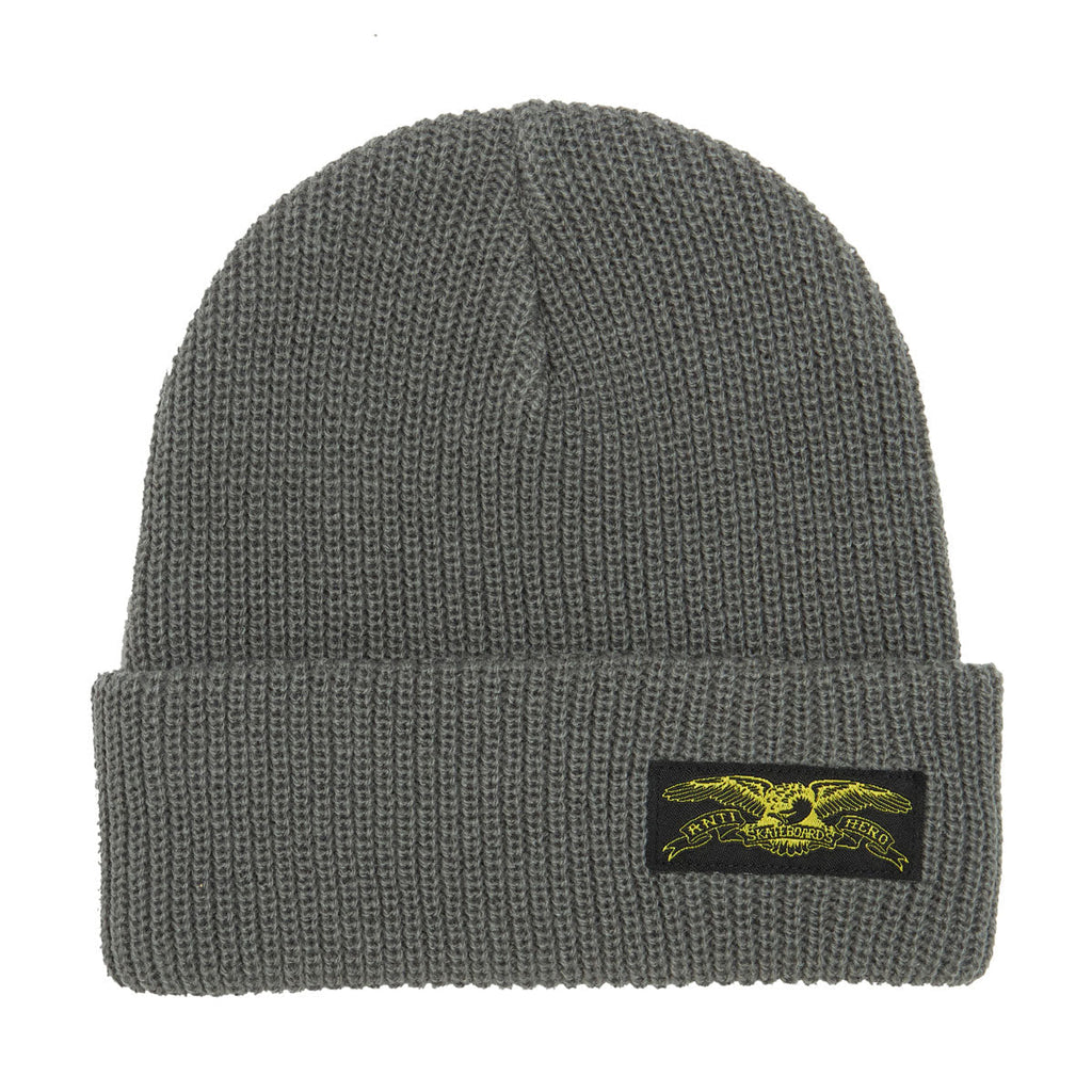 Anti-Hero Stock Eagle Label Beanie - Charcoal/Yellow