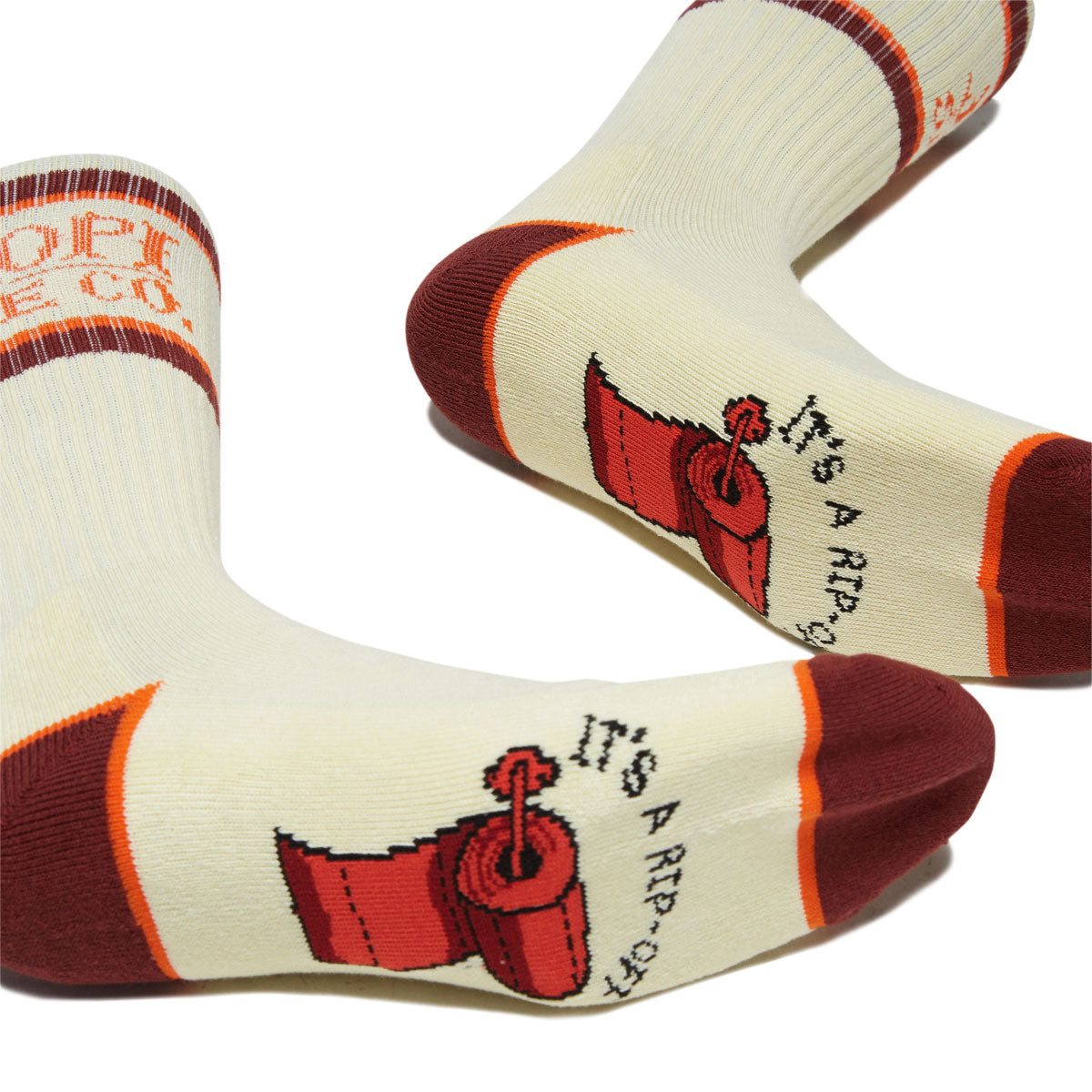 Anti-Hero It's A Rip Off Socks - Cream/Orange/Dark Red