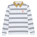 Krooked Sun Heart Long Sleeve Rugby Shirt - White/Navy/Yellow/Red Embroidery
