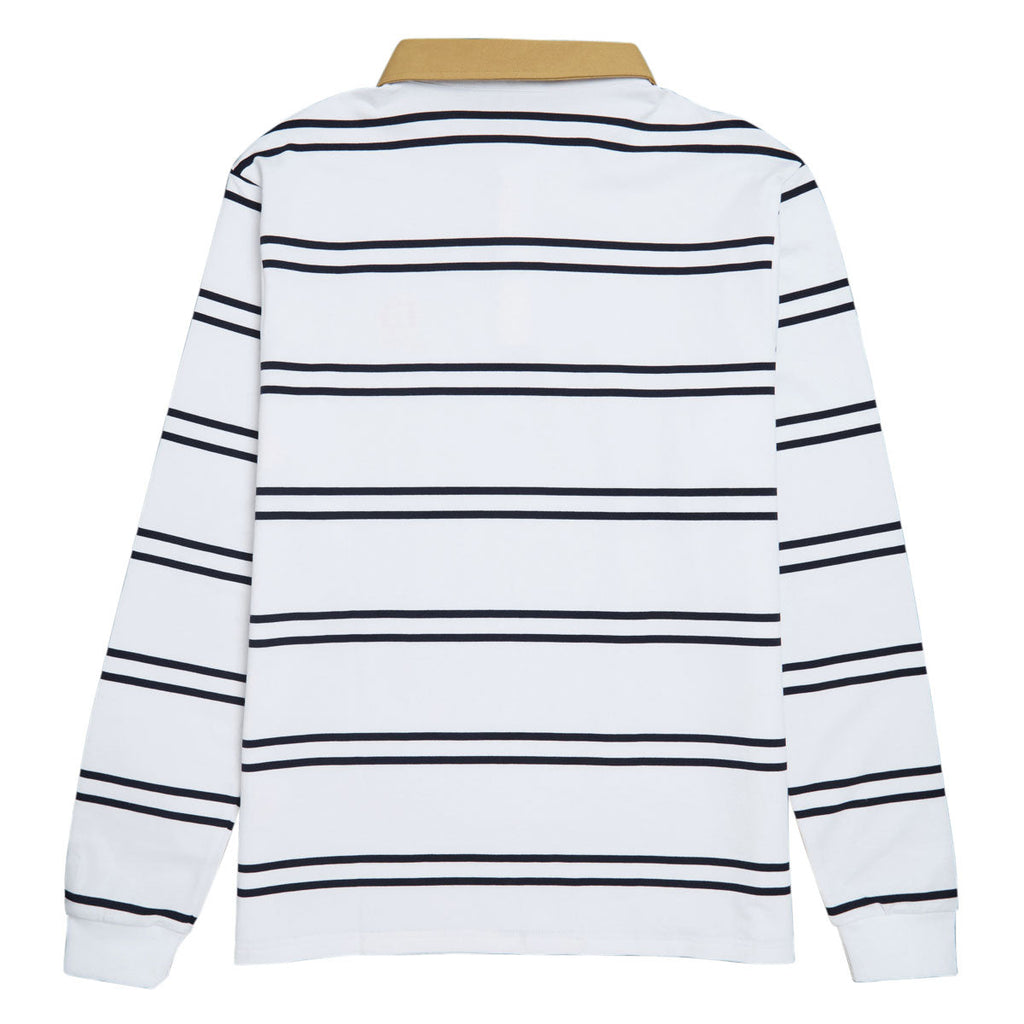 Krooked Sun Heart Long Sleeve Rugby Shirt - White/Navy/Yellow/Red Embroidery