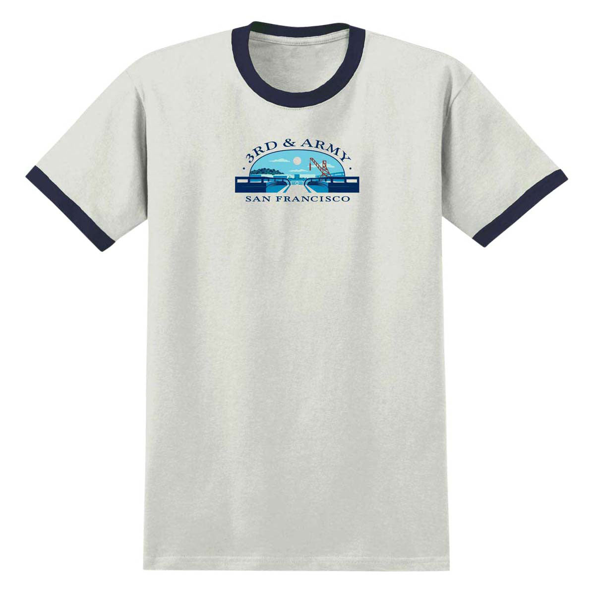 Real 3rd And Army T-Shirt - Natural/Midnight Navy/Multi Color Print