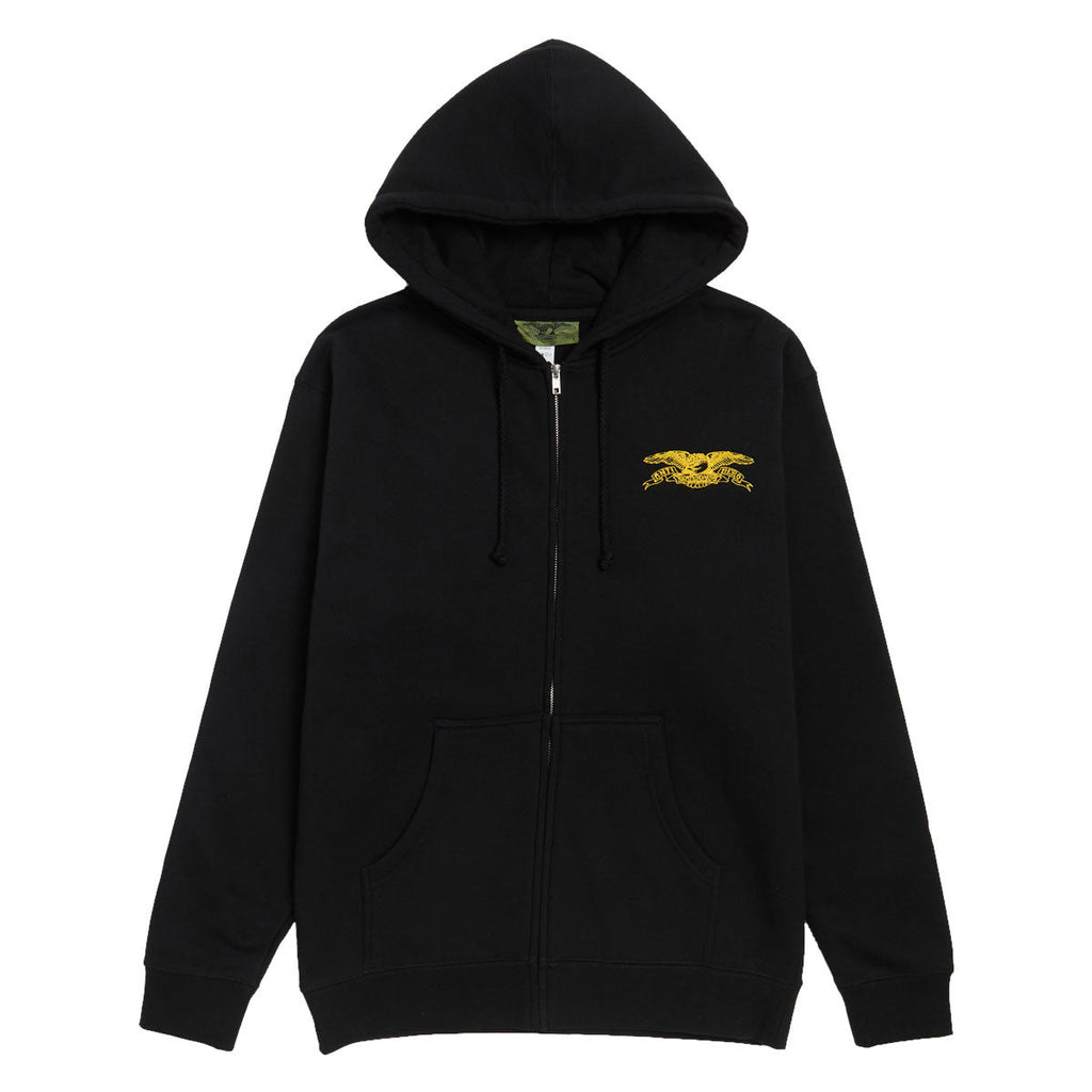 Anti-Hero Basic Eagle Emb Zip Hoodie - Black/Yellow Embroidery