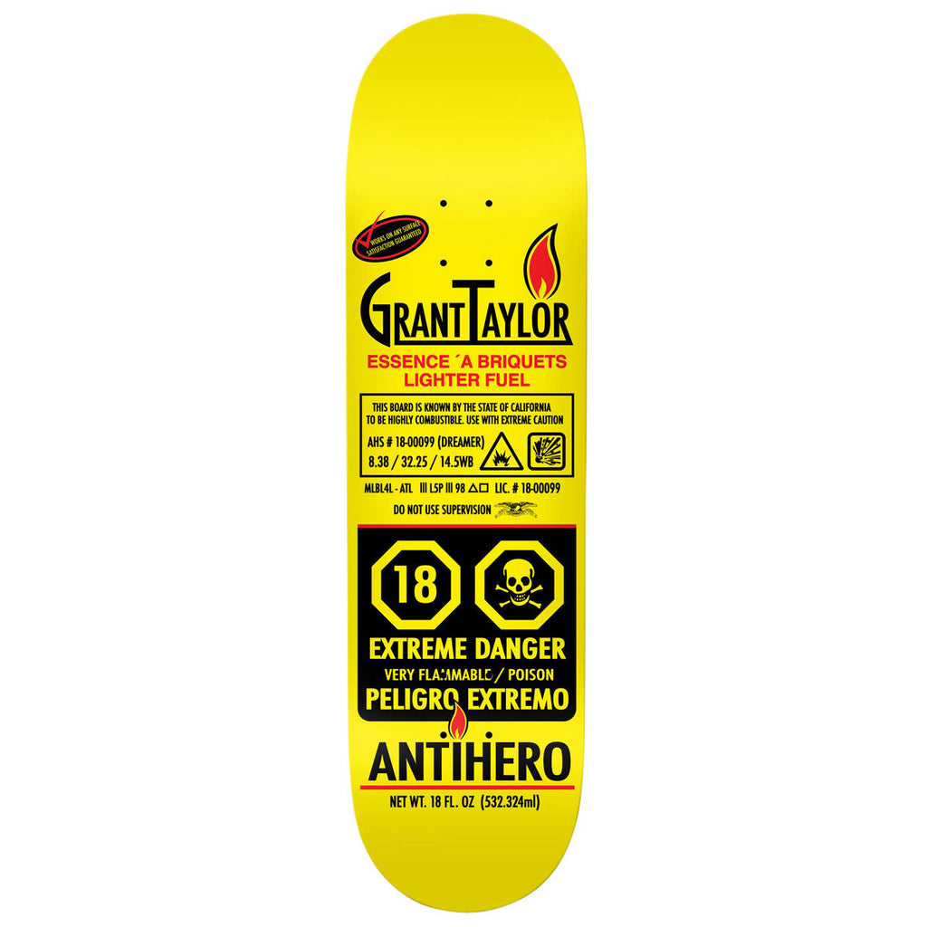 Anti-Hero Taylor Fueled Up Skateboard Deck - Yellow - 8.38"