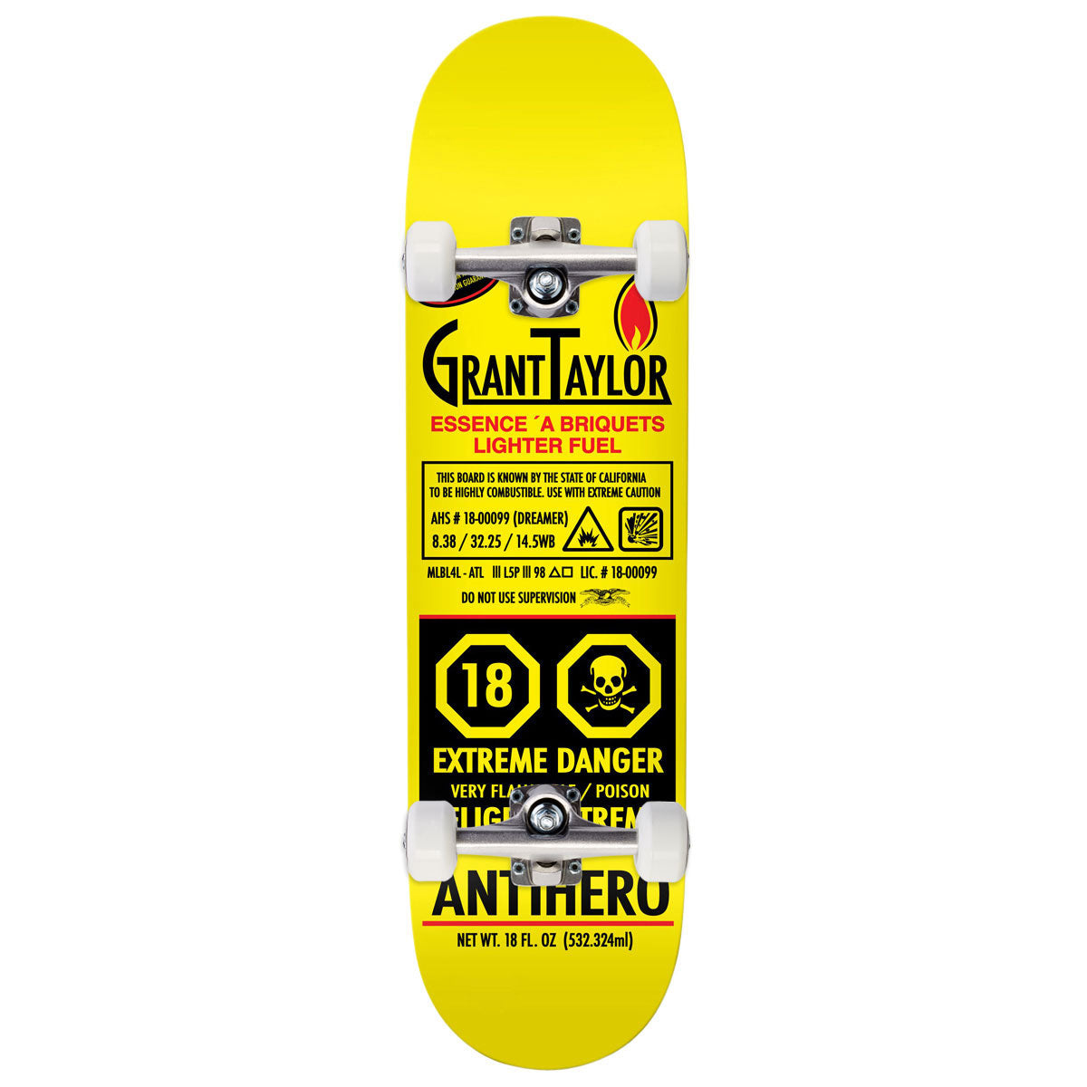 Anti-Hero Taylor Fueled Up Skateboard Complete - Yellow - 8.38"