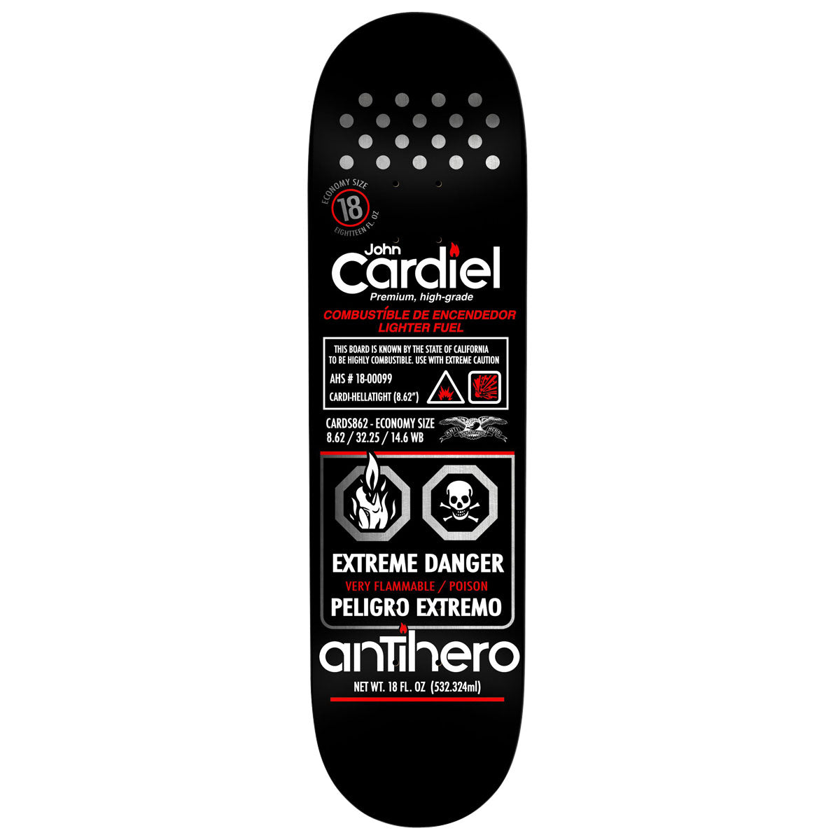 Anti-Hero Cardiel Fueled Up Skateboard Deck - Black - 8.62"
