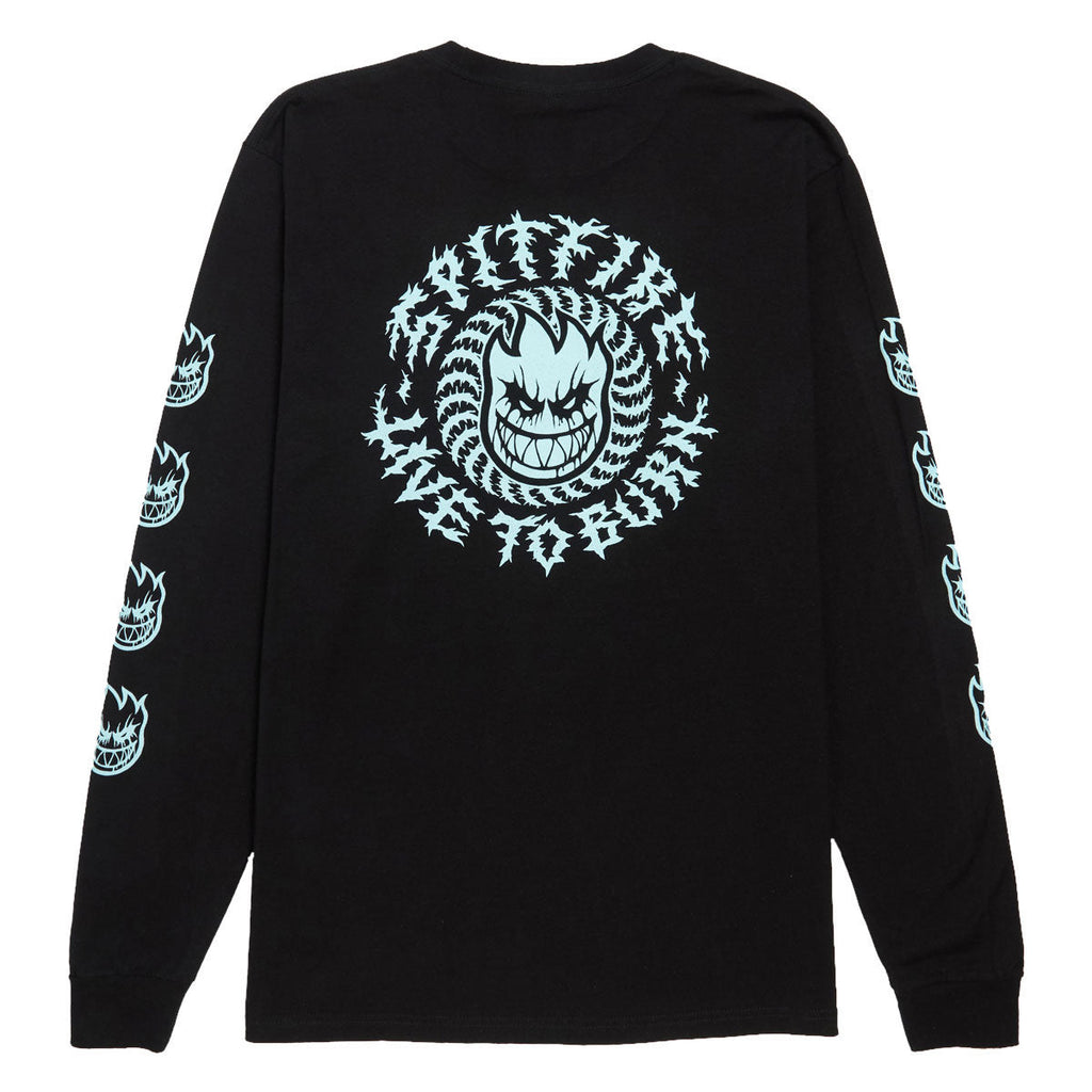 Spitfire Deathmask Classic Long Sleeve T-Shirt - Black/Glow