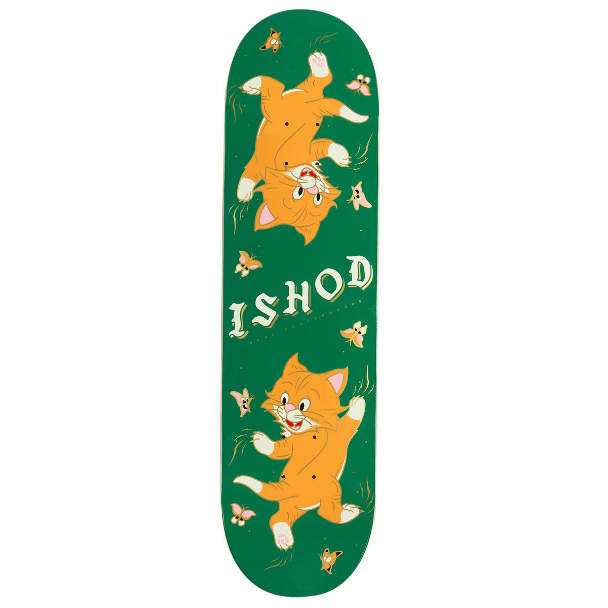 Real Ishod Kitten Scratch Twin Tail Slick Skateboard Deck - Green - 8.30"