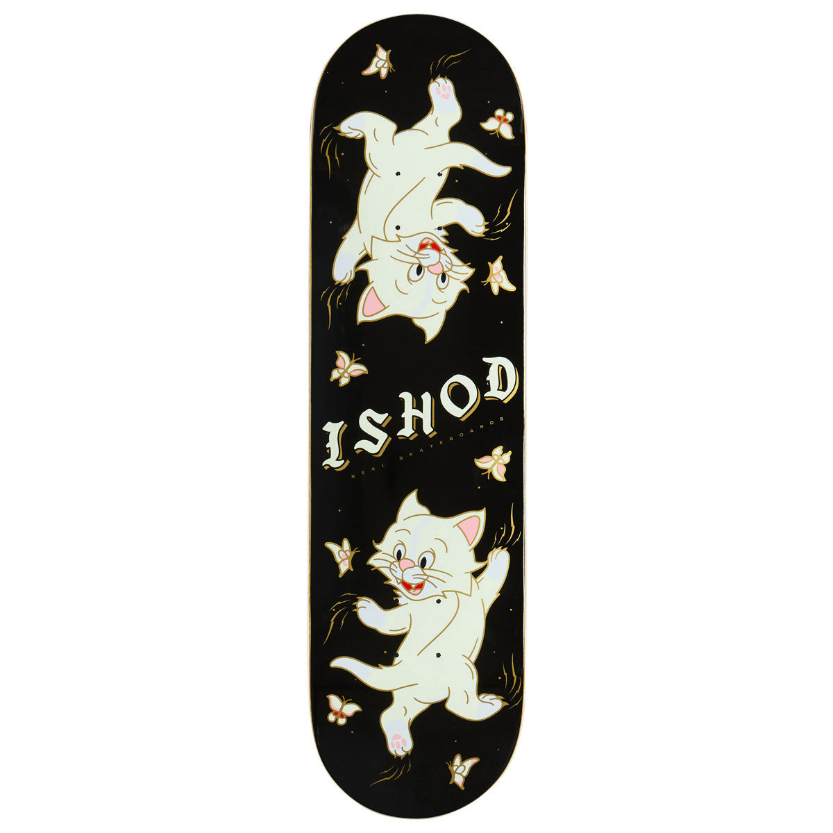 Real Ishod Kitten Scratch Twin Tail Skateboard Deck - Black - 8.50"