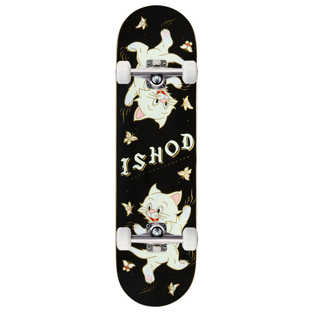 Real Ishod Kitten Scratch Twin Tail Skateboard Complete - Black - 8.50"