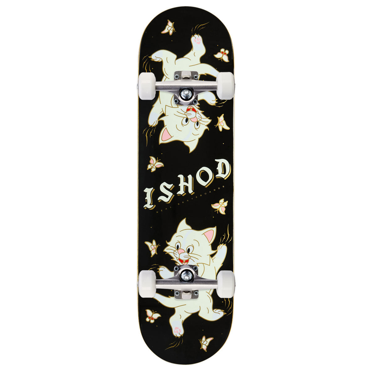 Real Ishod Kitten Scratch Twin Tail Skateboard Complete - Black - 8.50"