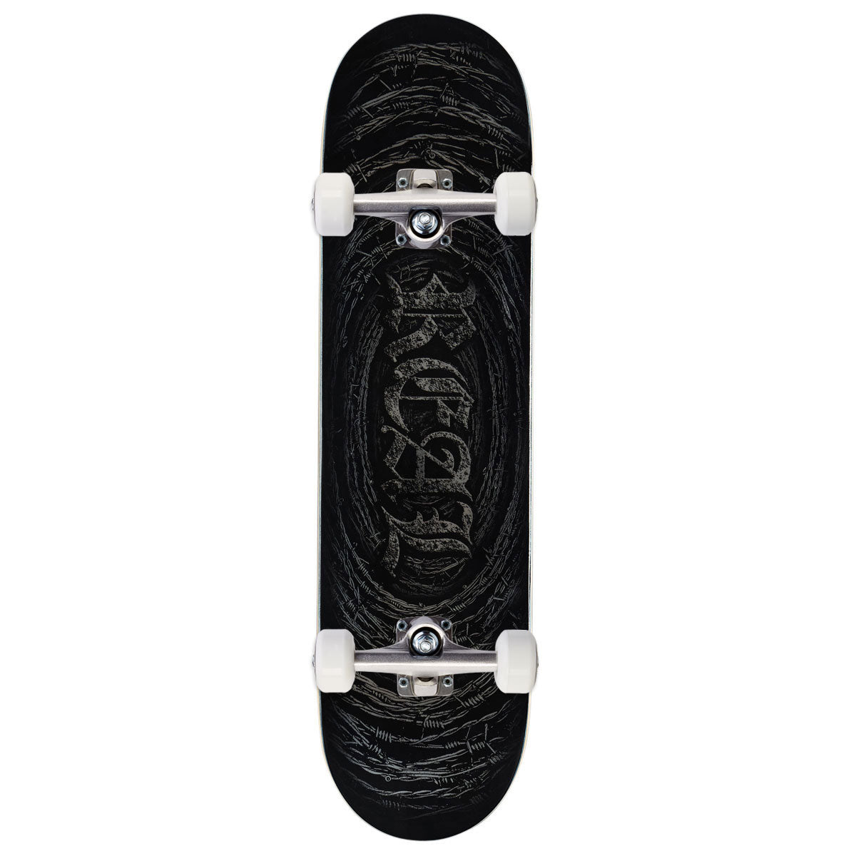 Real Team Barbed Wire Foil Oval Skateboard Complete - Black - 8.12"