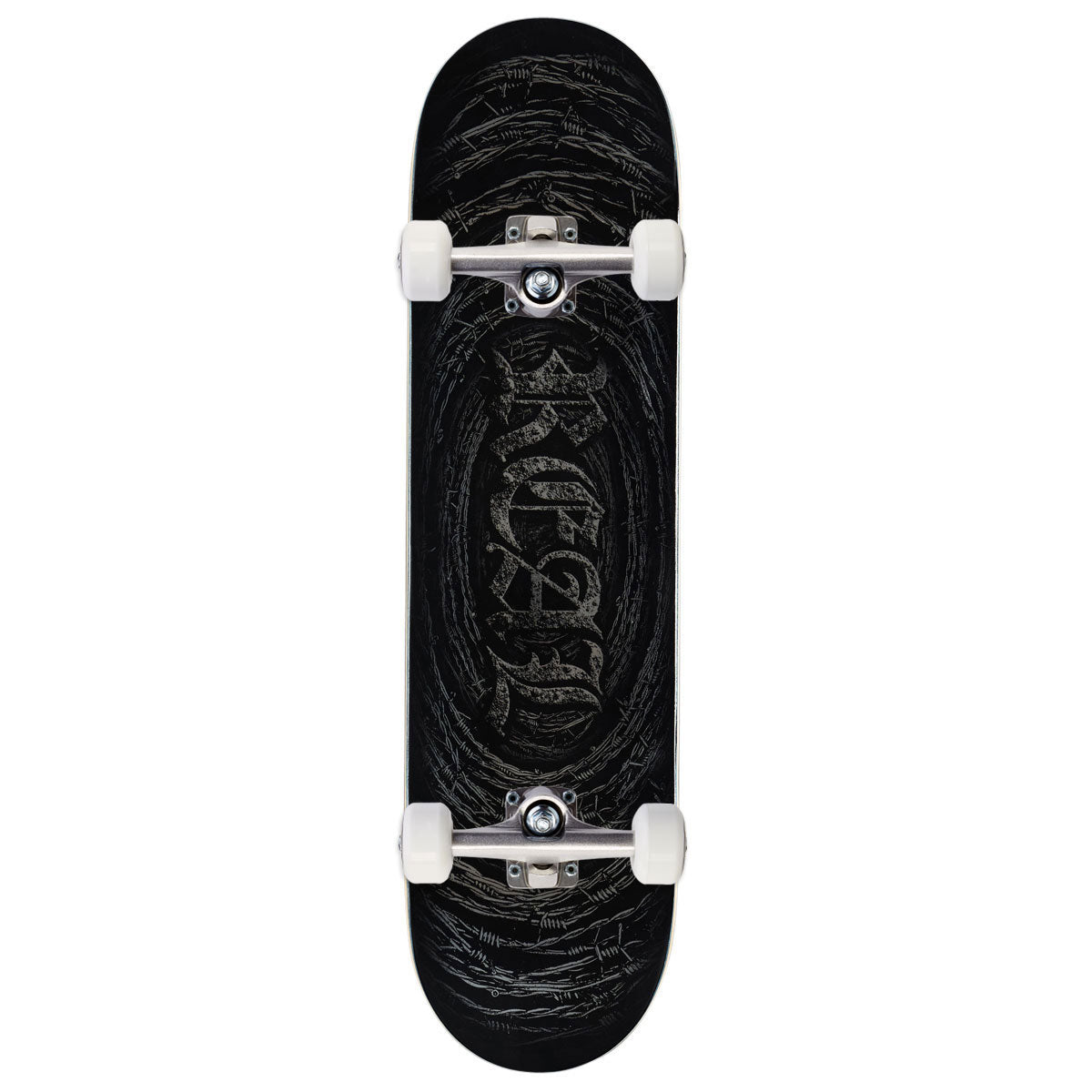 Real DBX Team Barbed Wire Foil Oval Skateboard Complete - Black - 8.12"