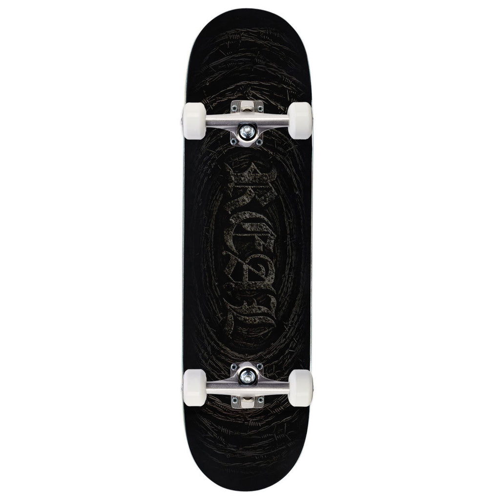 Real Team Barbed Wire Foil Oval Skateboard Complete - Black - 8.50"