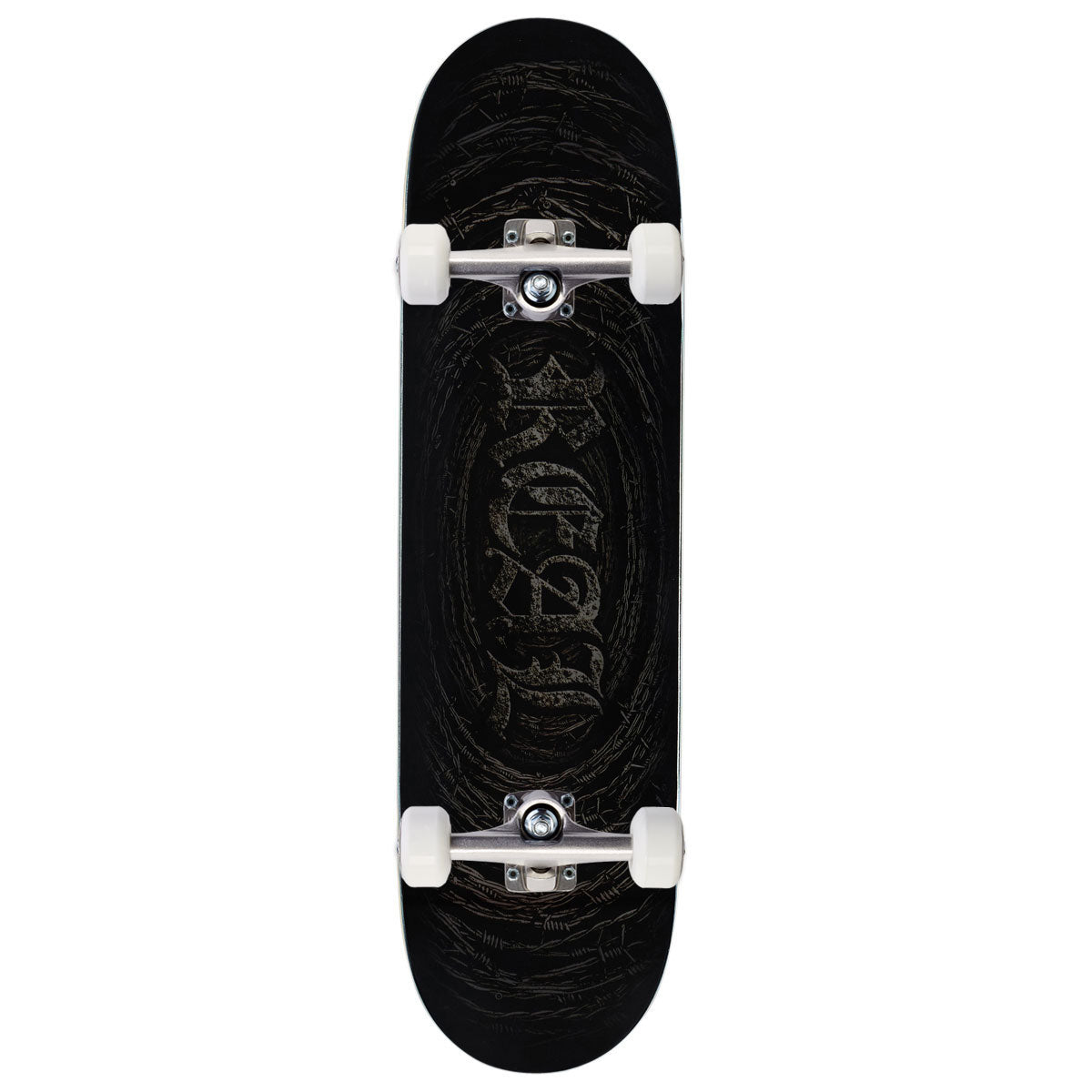 Real Team Barbed Wire Foil Oval Skateboard Complete - Black - 8.50"