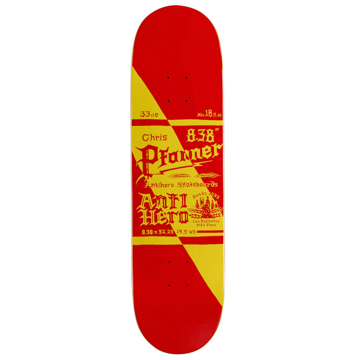 Anti-Hero Pfanner Mas Refrescos Skateboard Deck - Red - 8.38"