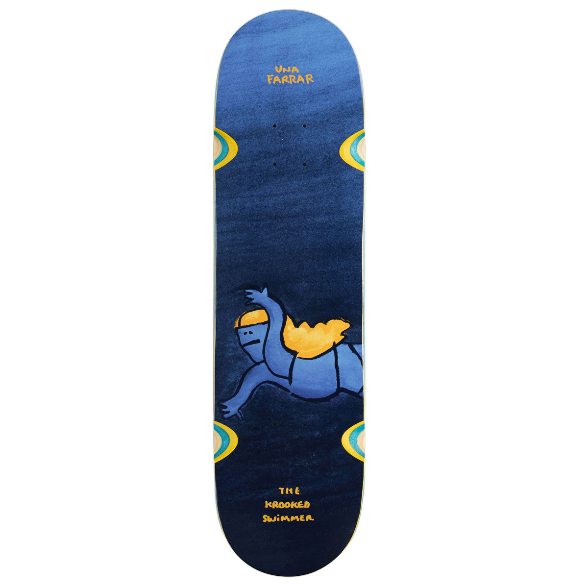 Krooked Una Swimmer Wheel Wells Skateboard Deck - Blue - 8.28"