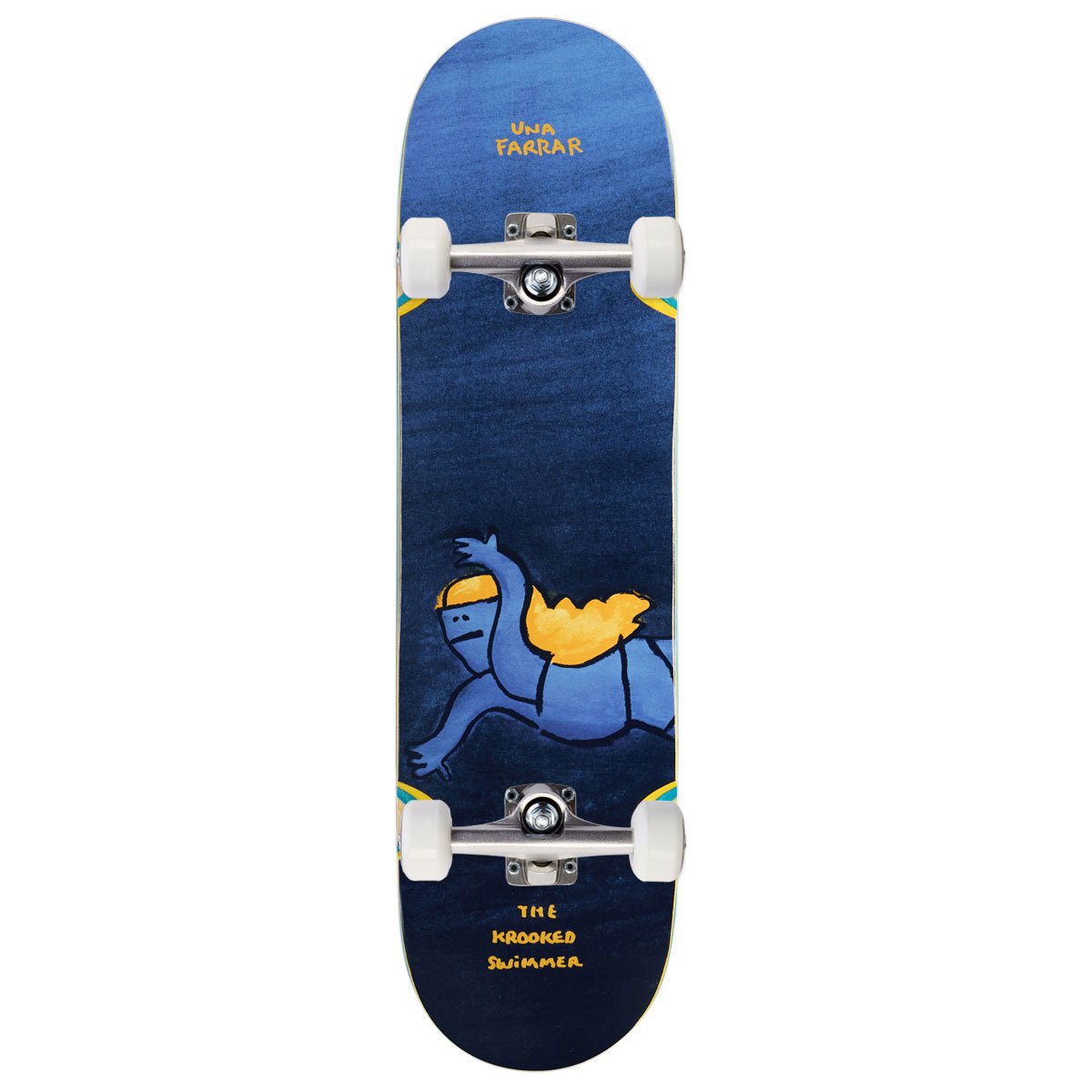 Krooked Una Swimmer Wheel Wells Skateboard Complete - Blue - 8.28"