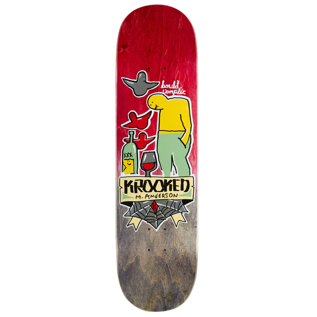 Krooked Manderson Complex Skateboard Deck - Maroon/Black - 8.38"