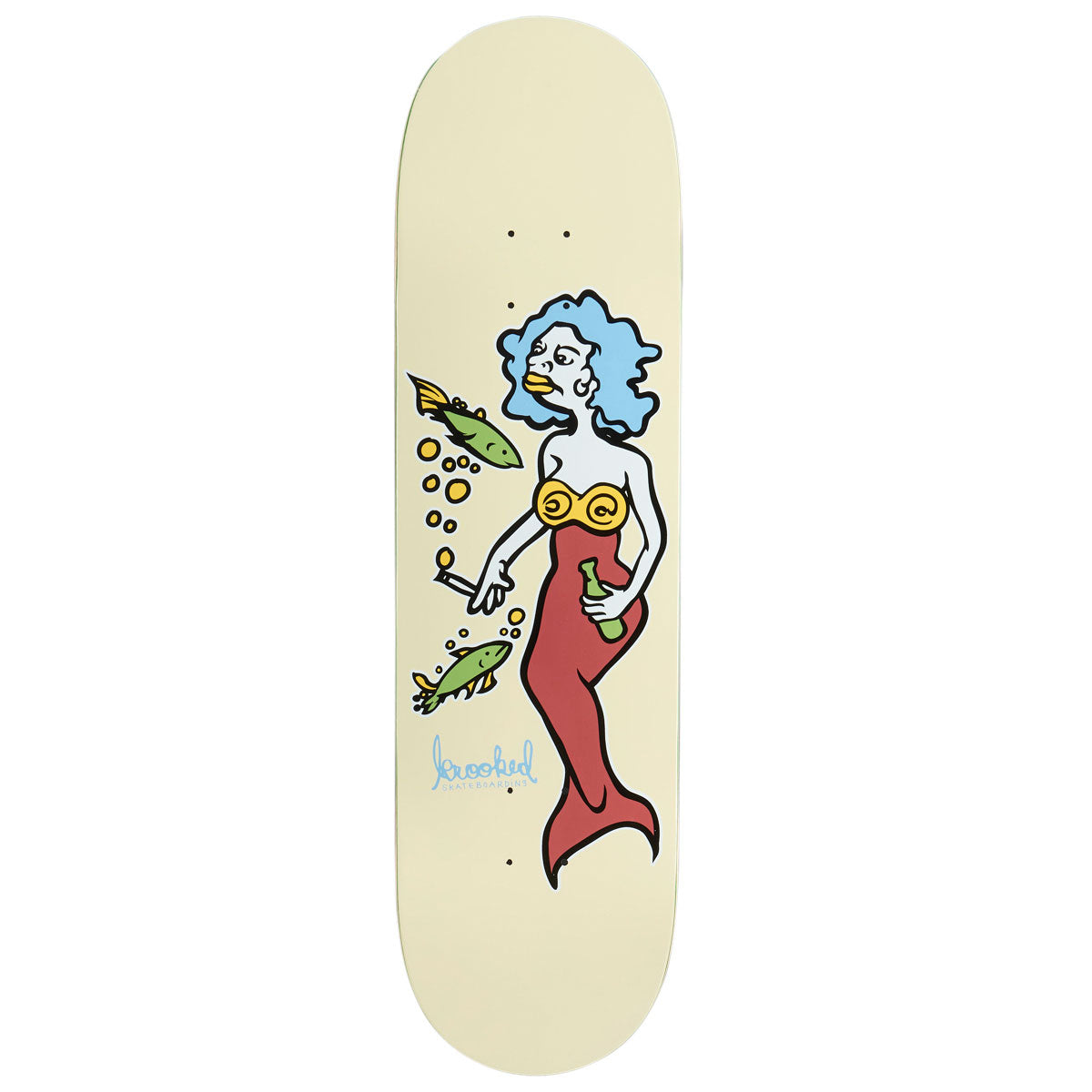 Krooked DBX Team Mermaid Skateboard Deck - Cream - 8.50"
