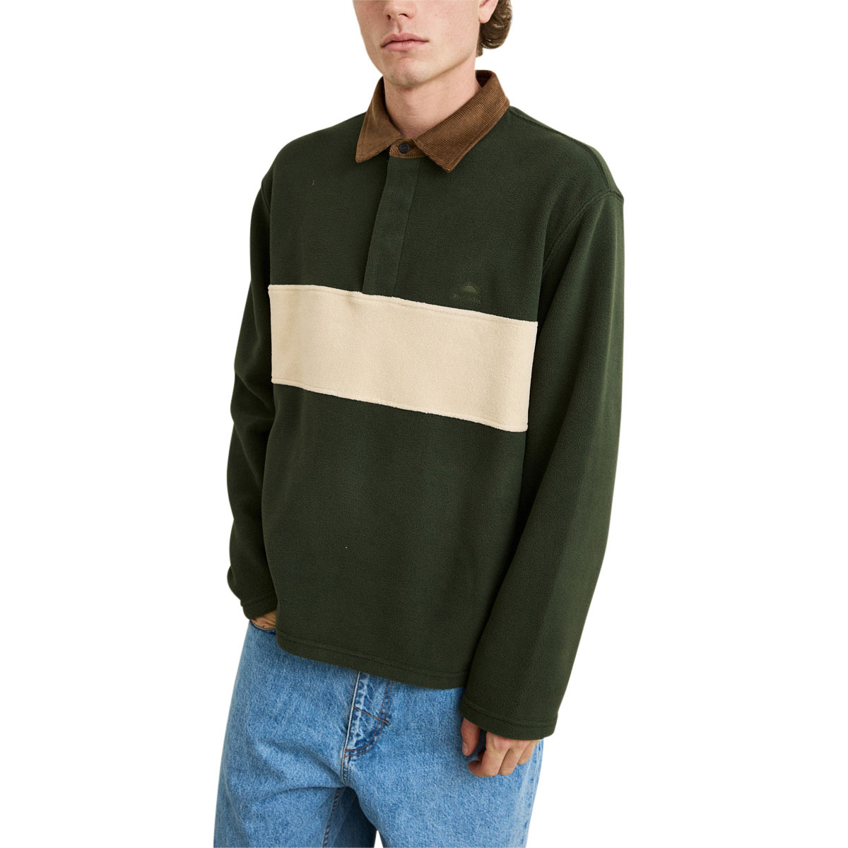Rhythm Awake Polar Fleece Polo Sweatshirt - Forest