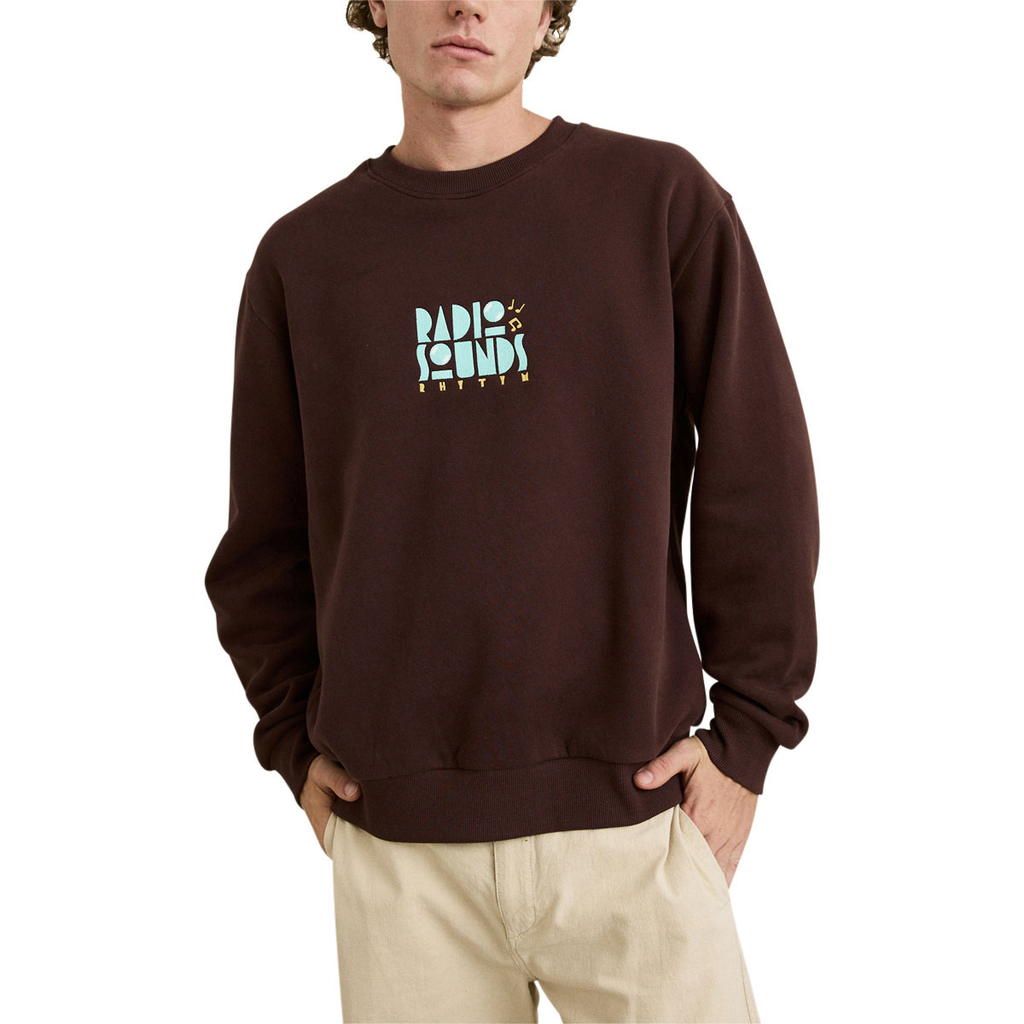 Rhythm Radio Sounds Fleece Crew Sweatshirt - Chestnut