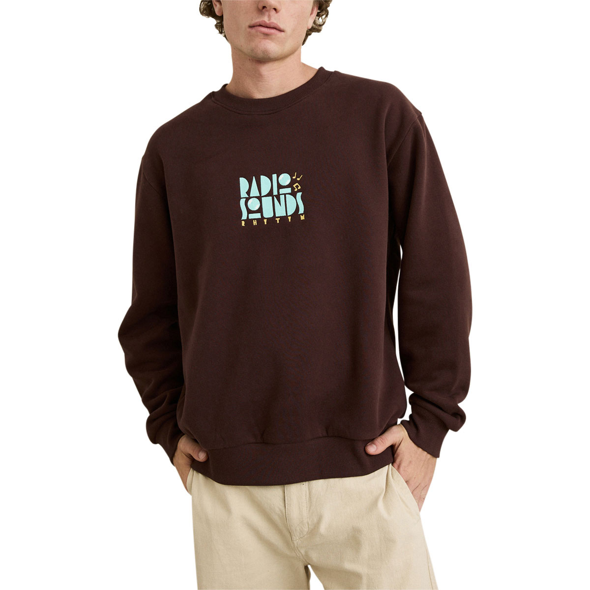Rhythm Radio Sounds Fleece Crew Sweatshirt - Chestnut