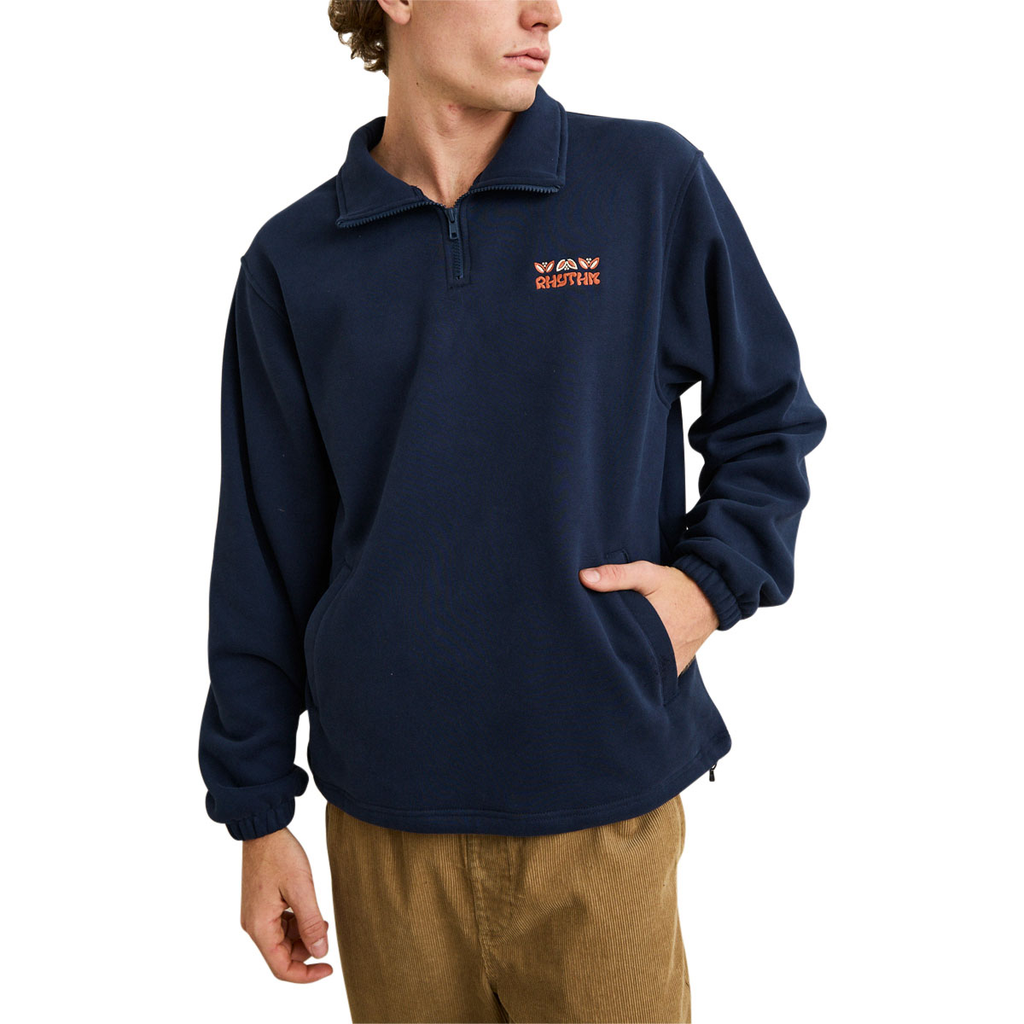 Rhythm Diego Quarter Zip Sweatshirt - Navy