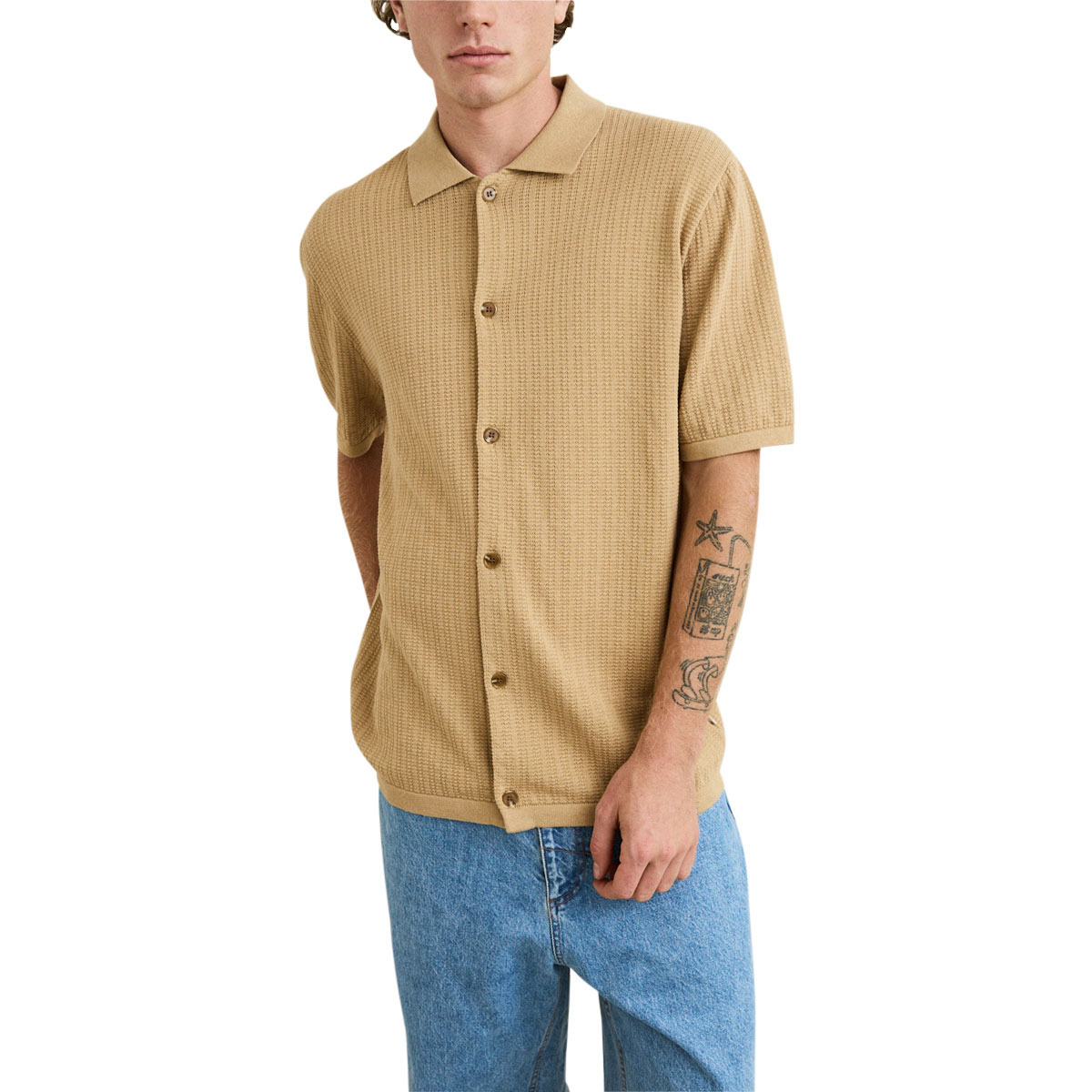 Rhythm Textured Knit Shirt - Sand