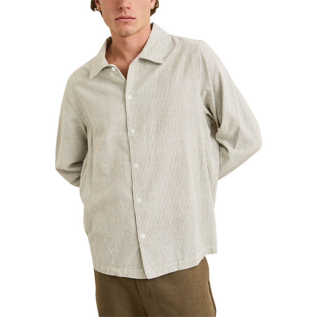 Rhythm Bank Stripe Long Sleeve Shirt - Olive