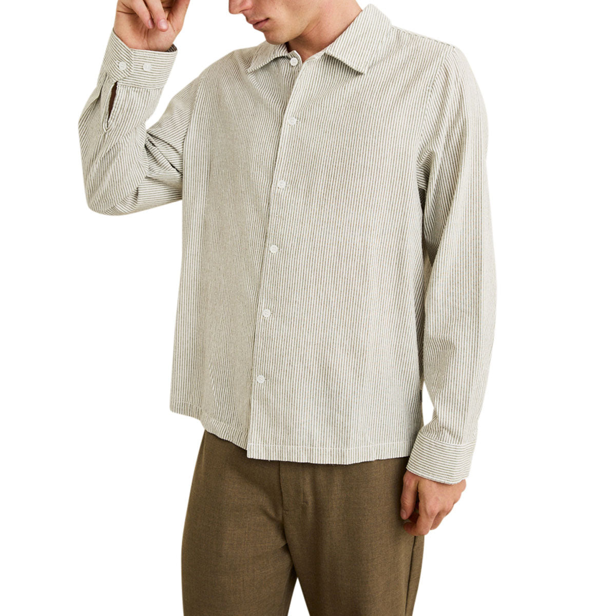 Rhythm Bank Stripe Long Sleeve Shirt - Olive