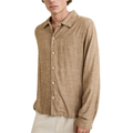 Rhythm Linen Chambray Long Sleeve Shirt - Coffee