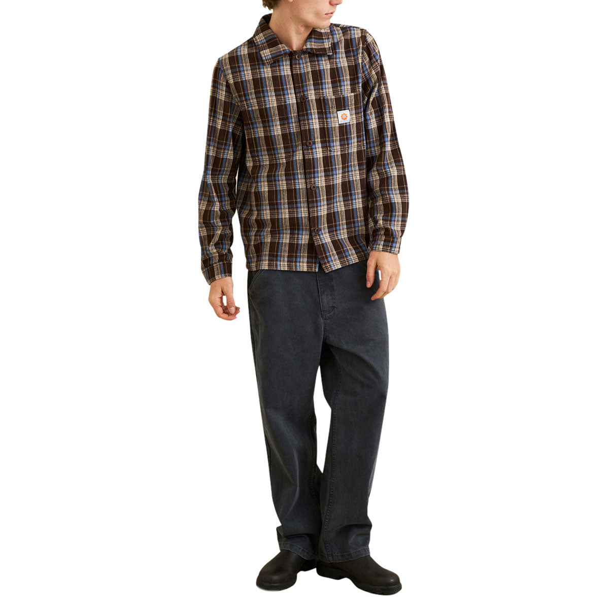 Rhythm Alex Check Long Sleeve Shirt - Chestnut