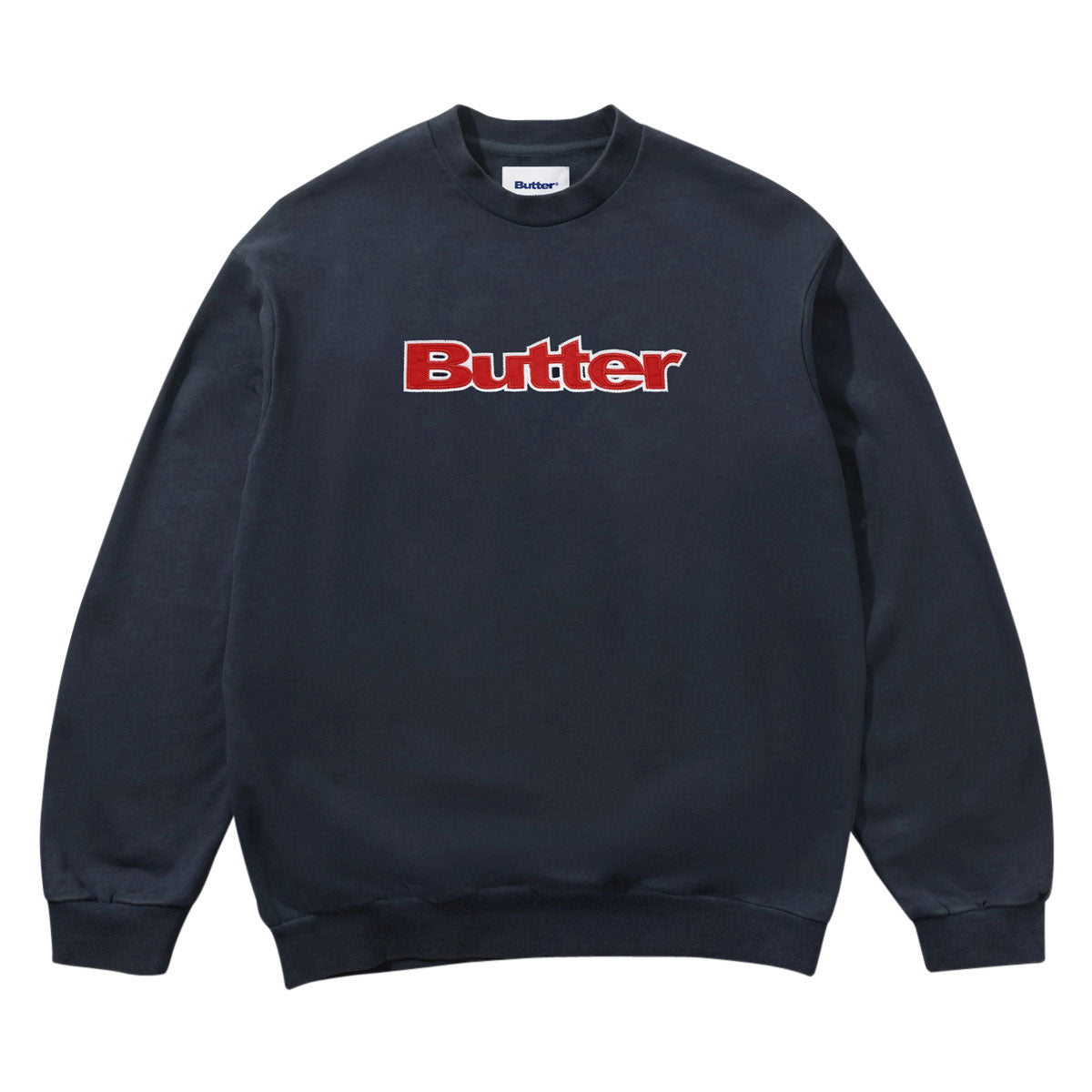 Butter Goods Satin Applique Logo Crewneck Sweatshirt - Navy