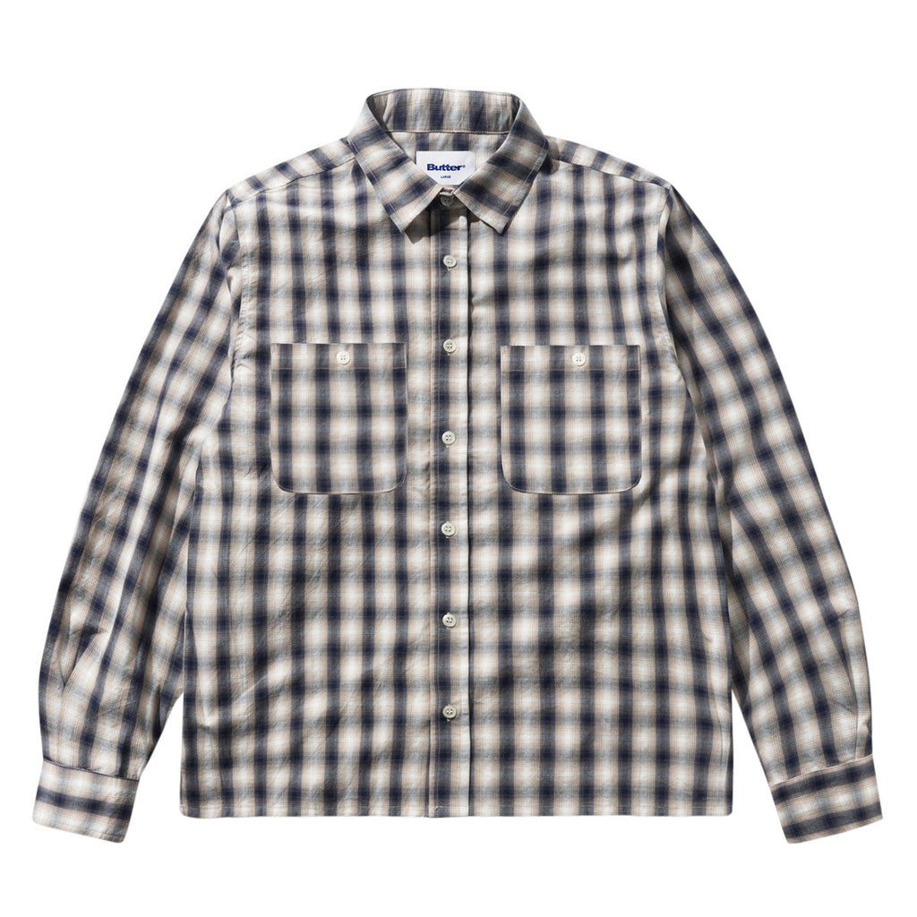 Butter Goods Shadowplaid Long Sleeve Shirt - Tan