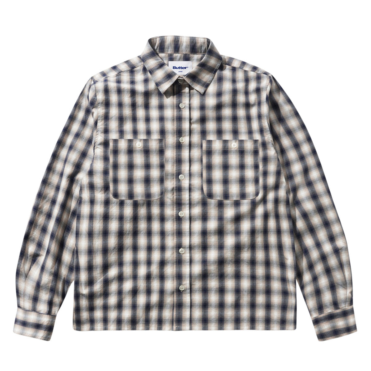 Butter Goods Shadowplaid Long Sleeve Shirt - Tan