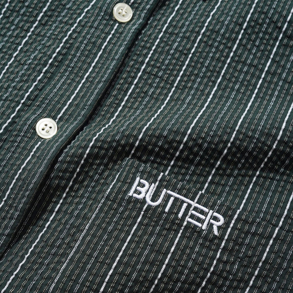 Butter Goods Seersucker Long Sleeve Shirt - Forest