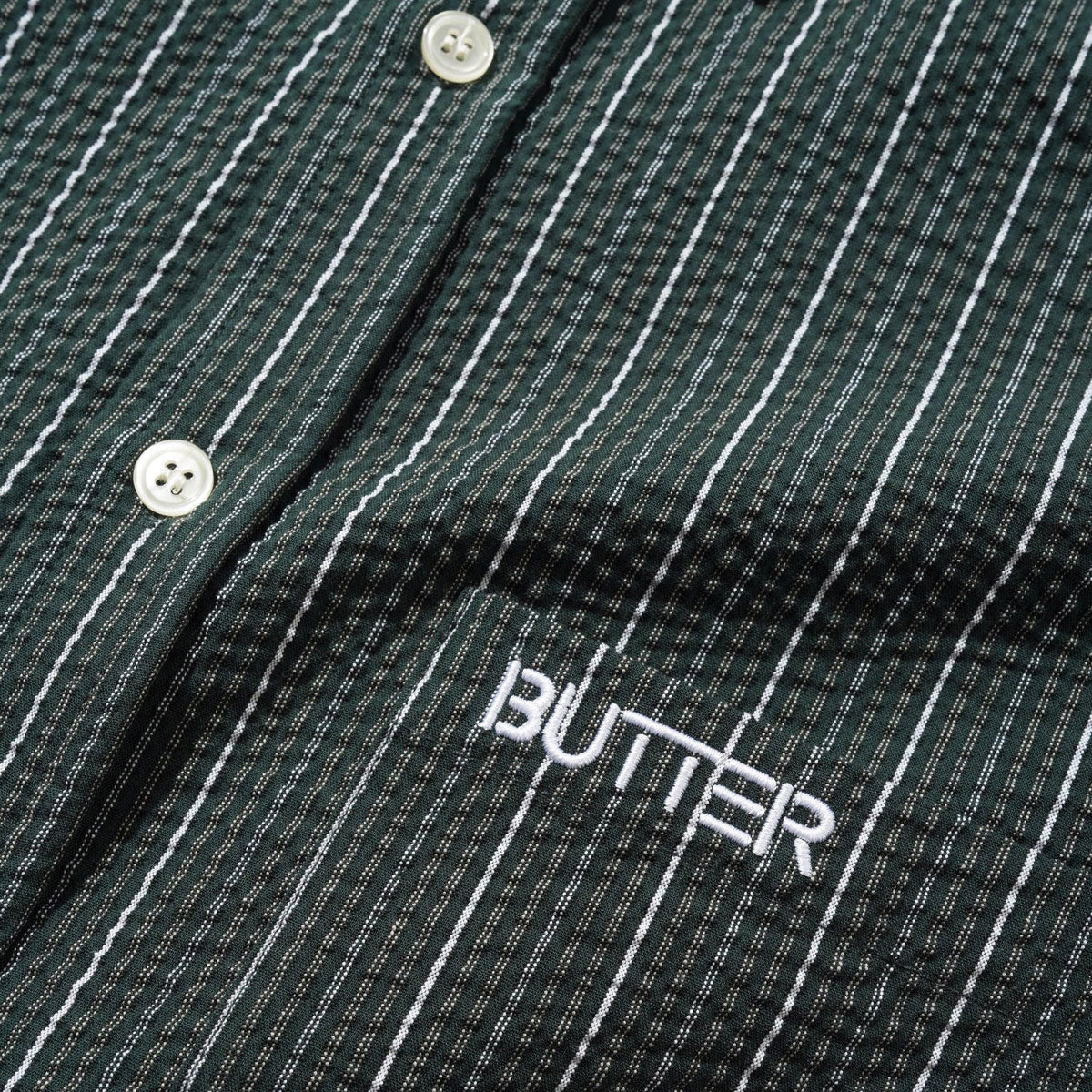 Butter Goods Seersucker Long Sleeve Shirt - Forest