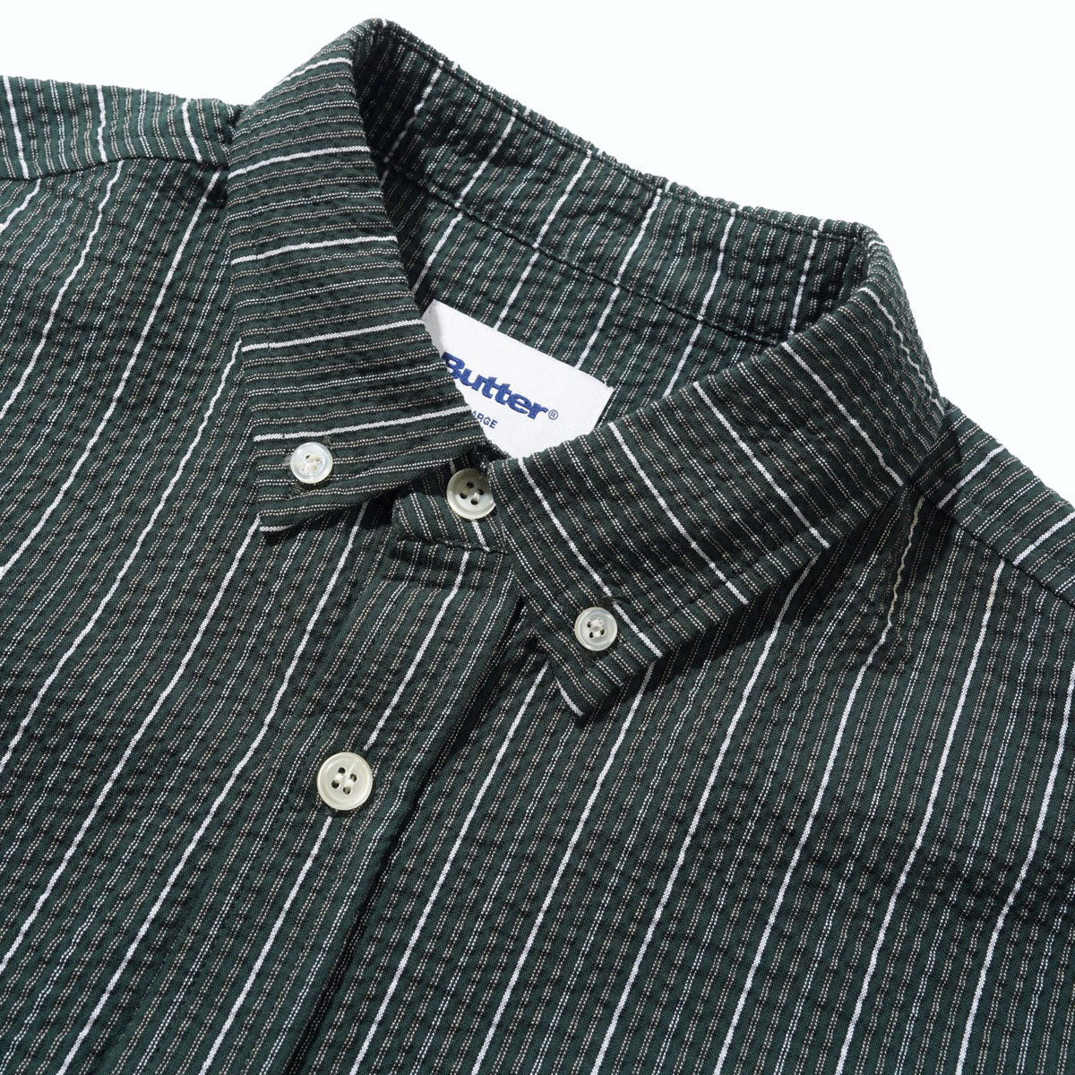 Butter Goods Seersucker Long Sleeve Shirt - Forest