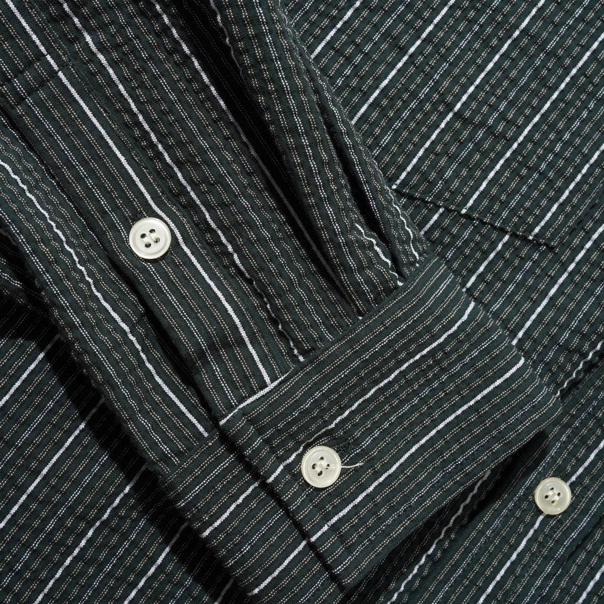 Butter Goods Seersucker Long Sleeve Shirt - Forest